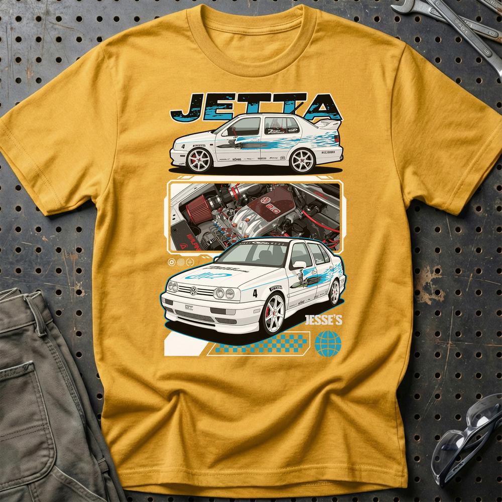 VW Volkswagen Jetta Fast And Furios Cars T-Shirt-Beklædning-VW-Guld-S-Garage Culture Shop- garage - man cave - merchandise