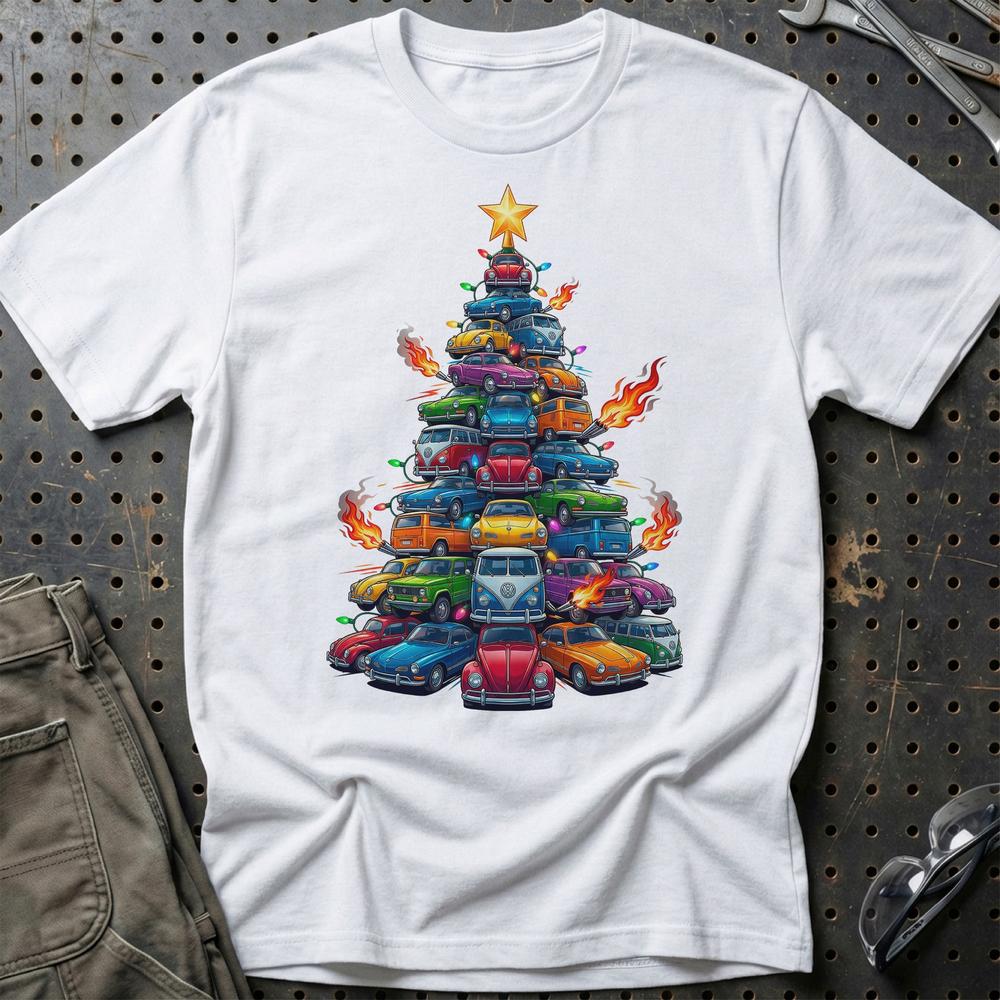 VW Volkswagen Juletræ Christmas Tree - Unisex T-Shirt-Beklædning-VW-Hvid-S-Garage Culture Shop- garage - man cave - merchandise