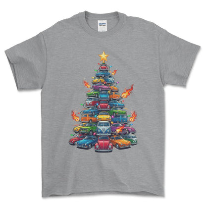 VW Volkswagen Juletræ Christmas Tree - Unisex T-Shirt-Beklædning-VW-Grå Sport-S-Forside-Garage Culture Shop- garage - man cave - merchandise