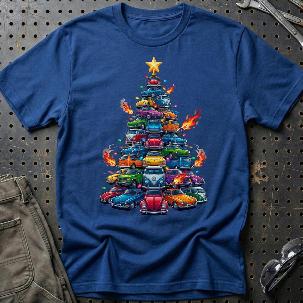 VW Volkswagen Juletræ Christmas Tree - Unisex T-Shirt-Beklædning-VW-Blå Royal-S-Garage Culture Shop- garage - man cave - merchandise