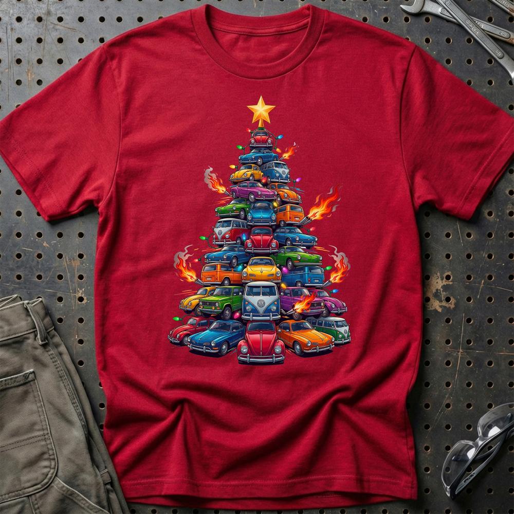 VW Volkswagen Juletræ Christmas Tree - Unisex T-Shirt-Beklædning-VW-Rød-S-Garage Culture Shop- garage - man cave - merchandise
