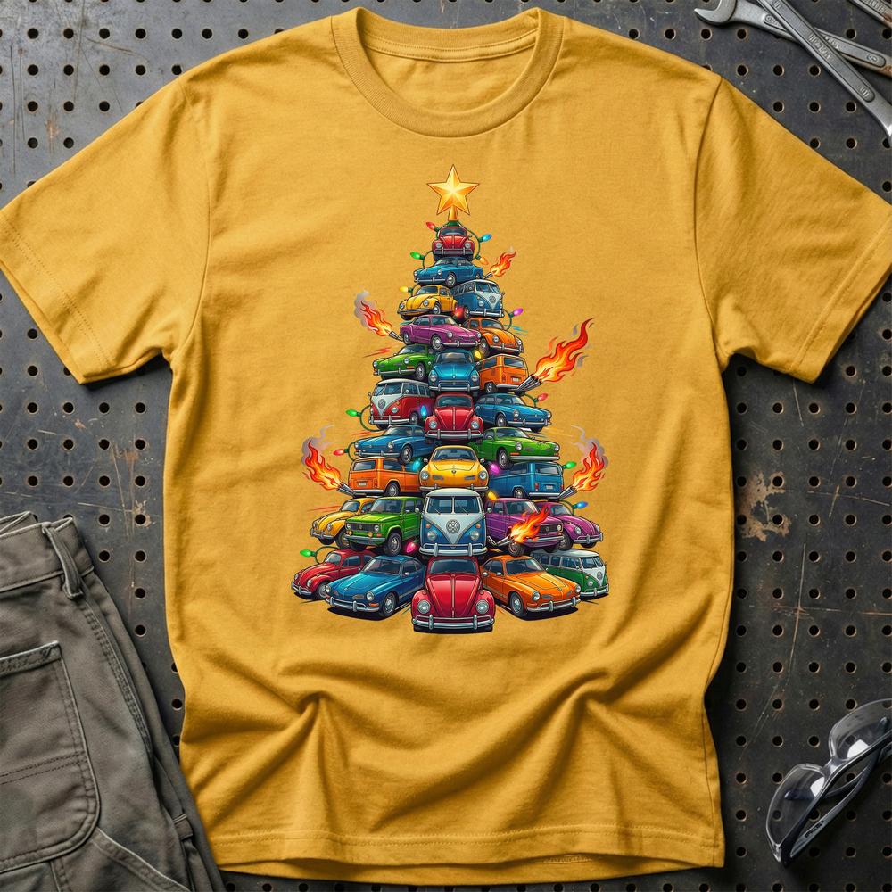 VW Volkswagen Juletræ Christmas Tree - Unisex T-Shirt-Beklædning-VW-Guld-S-Garage Culture Shop- garage - man cave - merchandise