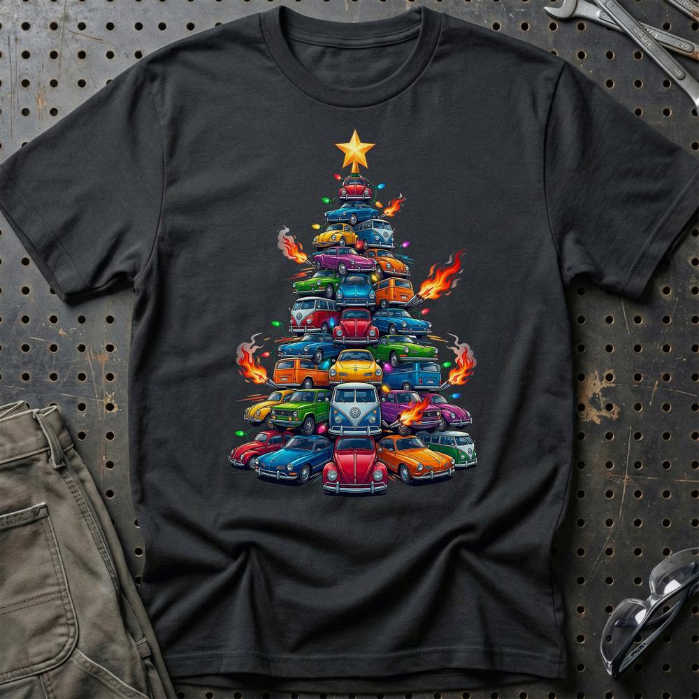 VW Volkswagen Juletræ Christmas Tree - Unisex T-Shirt-Beklædning-VW-Sort-S-Garage Culture Shop- garage - man cave - merchandise