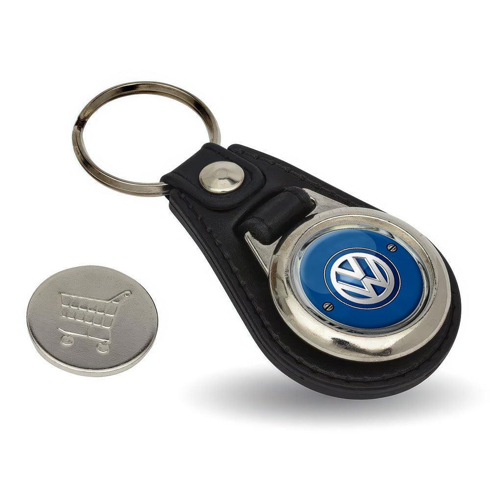 VW Volkswagen - Nøglering med Indkøbsvognsmønt – Metal & Kunstlæder-Nøglering-VW-Garage Culture Shop- garage - man cave - merchandise