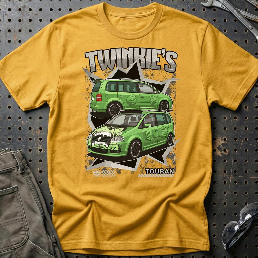 VW Volkswagen Touran Fast And Furios Cars T-Shirt-Beklædning-VW-Guld-S-Garage Culture Shop- garage - man cave - merchandise