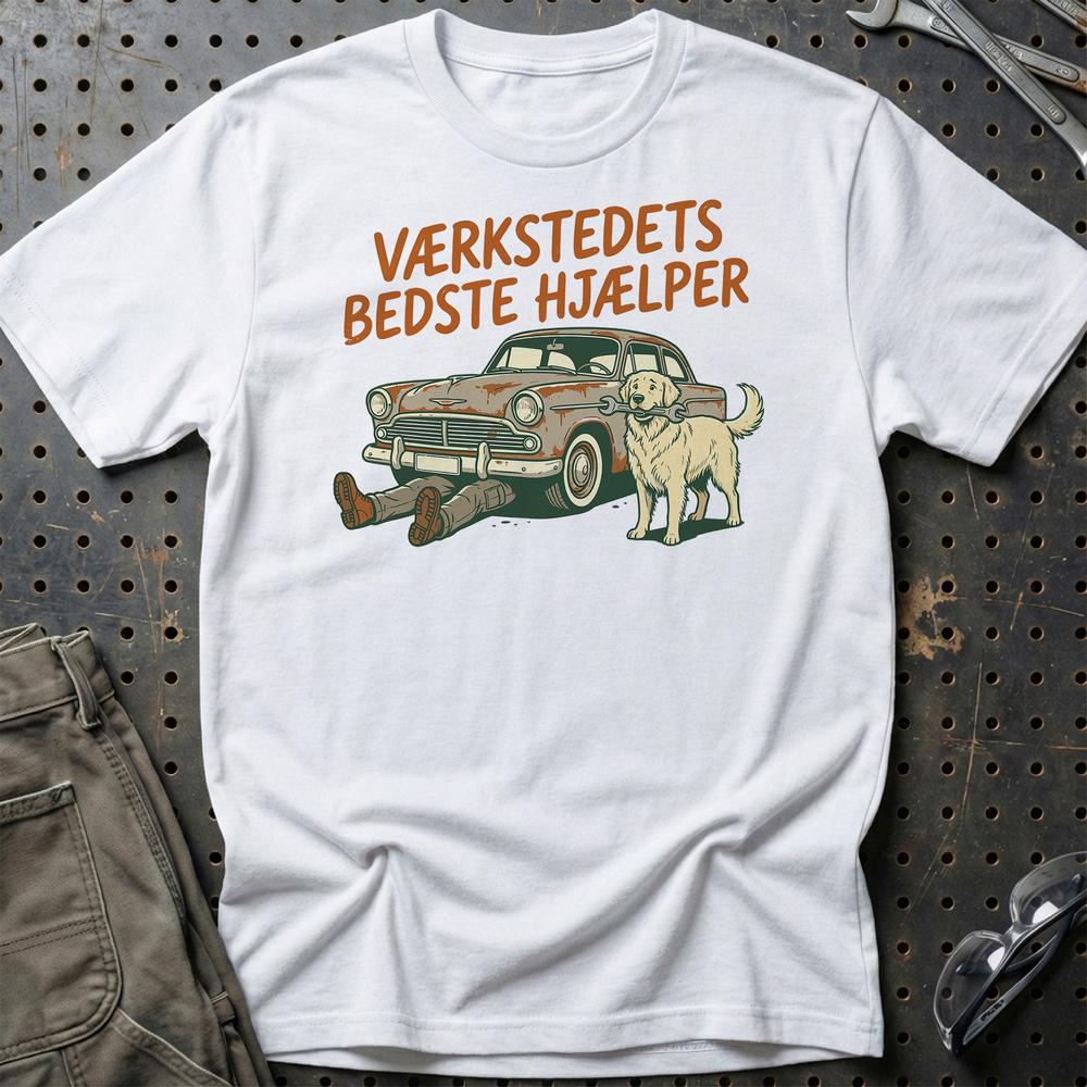 Værkstedets Bedste Hjælper T-Shirt-Beklædning-Garage Culture-Hvid-S-Garage Culture Shop- garage - man cave - merchandise