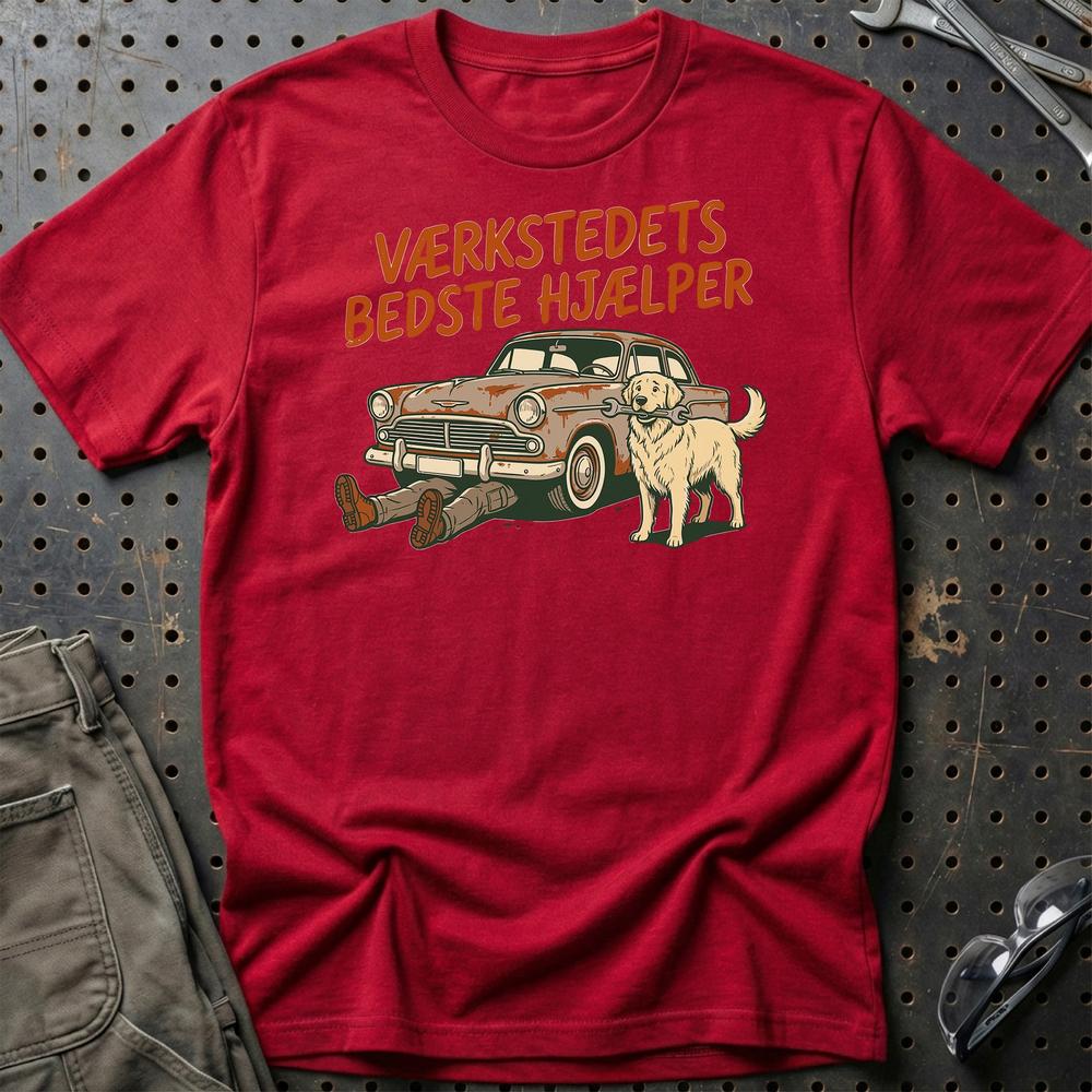 Værkstedets Bedste Hjælper T-Shirt-Beklædning-Garage Culture-Rød-S-Garage Culture Shop- garage - man cave - merchandise