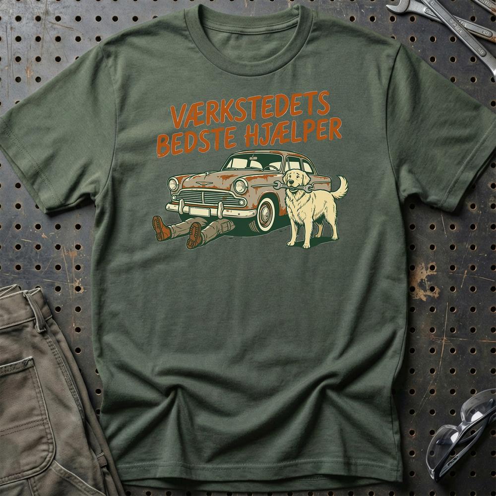 Værkstedets Bedste Hjælper T-Shirt-Beklædning-Garage Culture-Grøn Militær-S-Garage Culture Shop- garage - man cave - merchandise