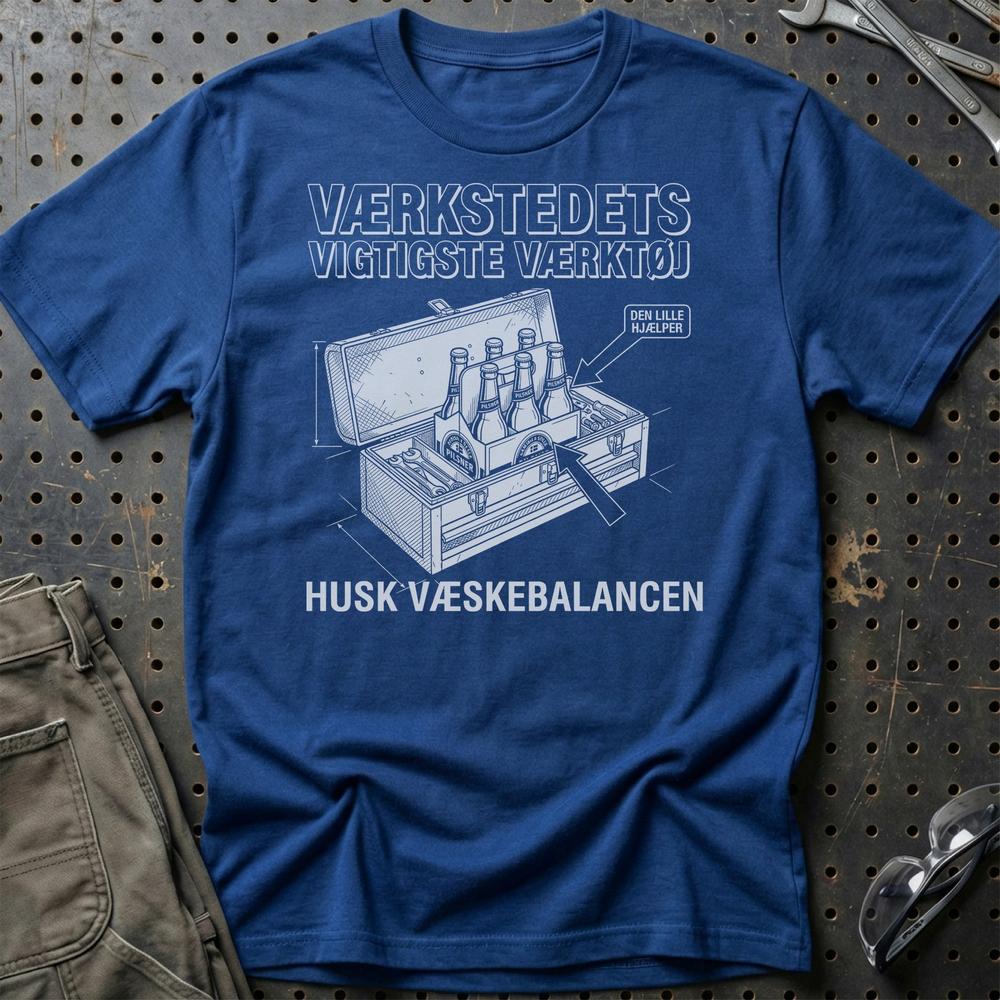 Værkstedets Vigtigste Værktøj T-Shirt-Beklædning-Funny Garage-Blå Royal-S-Garage Culture Shop- garage - man cave - merchandise