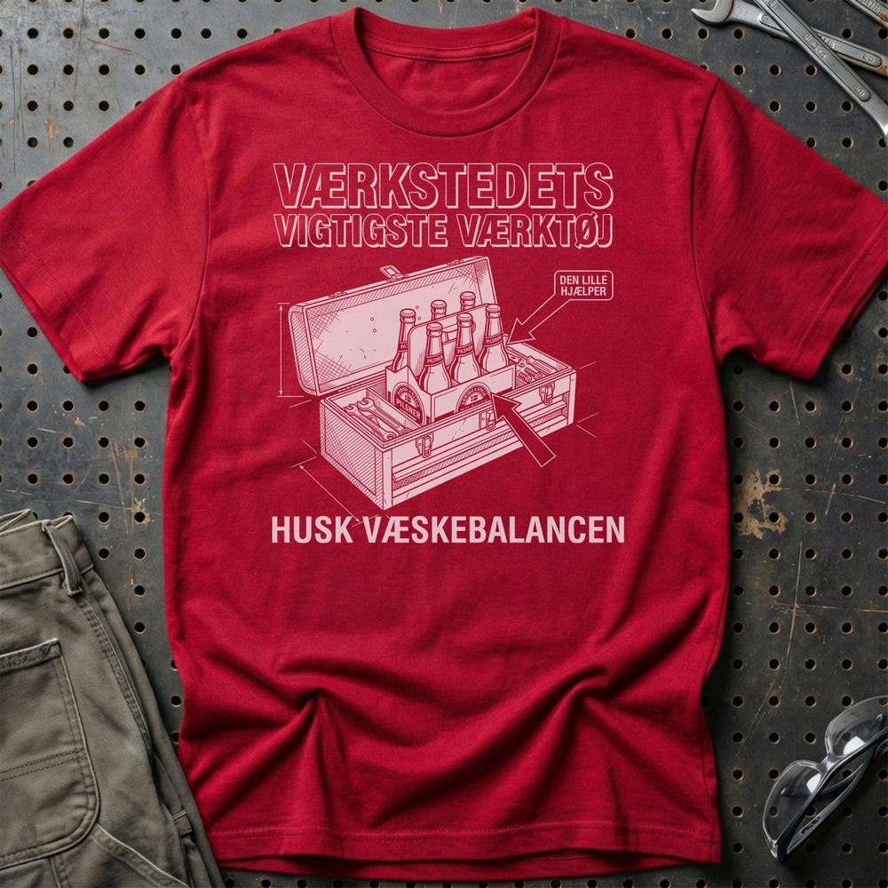Værkstedets Vigtigste Værktøj T-Shirt-Beklædning-Funny Garage-Rød-S-Garage Culture Shop- garage - man cave - merchandise