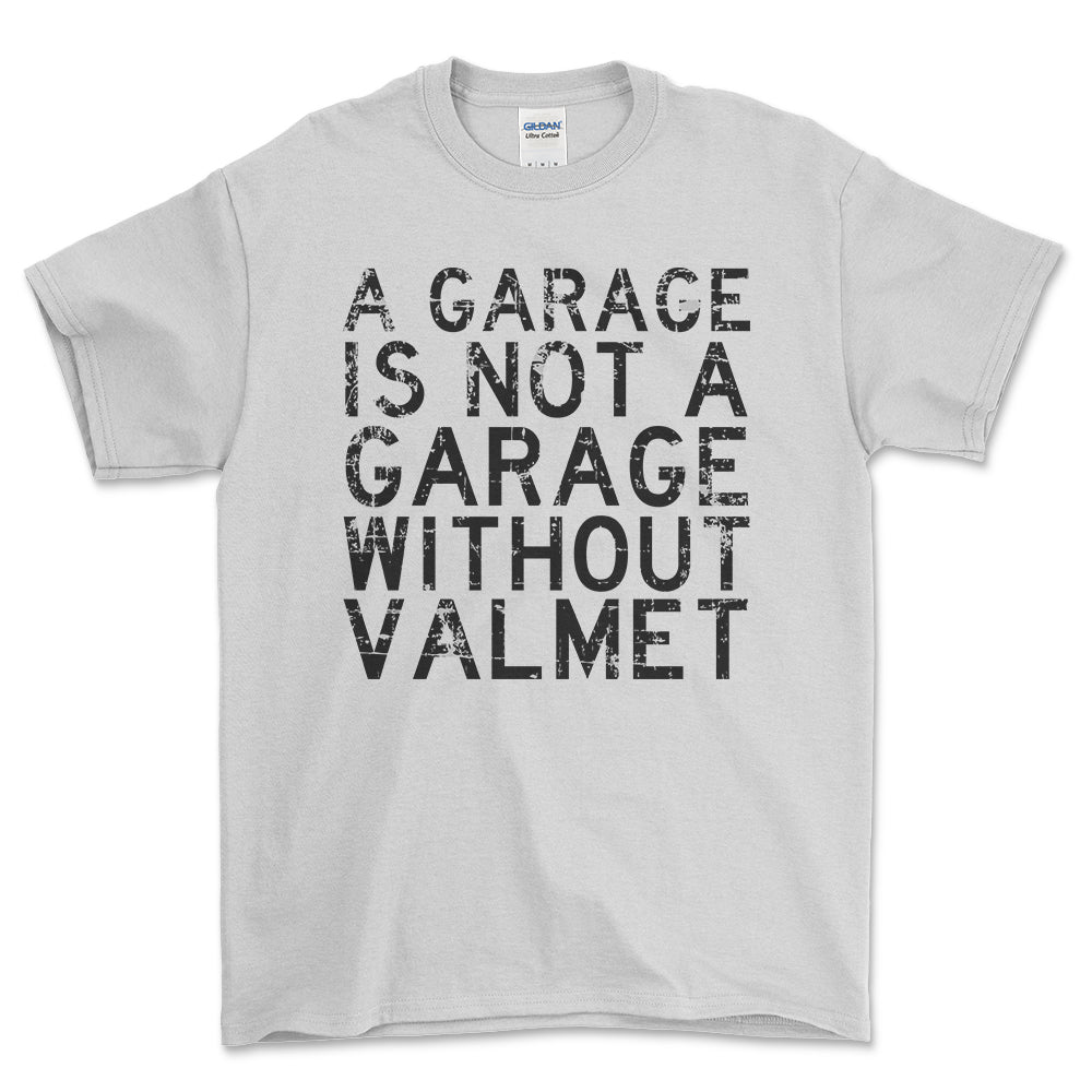 Valmet - A Garage Is Not A Garage Without Valmet - Unisex T-Shirt , Bomuld-Beklædning-Valmet-Hvid-S-Forside-Garage Culture Shop- garage - man cave - merchandise
