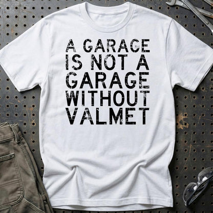 Valmet - A Garage Is Not A Garage Without Valmet - Unisex T-Shirt , Bomuld-Beklædning-Valmet-Hvid-S-Garage Culture Shop- garage - man cave - merchandise