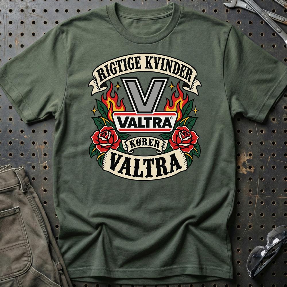 
Produktbillede af Valtra Rigtige Kvinder Kører – Roser og Flammer T-Shirt