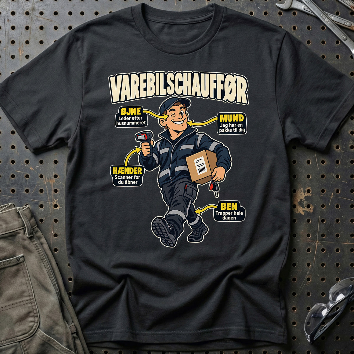 Varebilschauffør – Anatomi T-Shirt – Sort