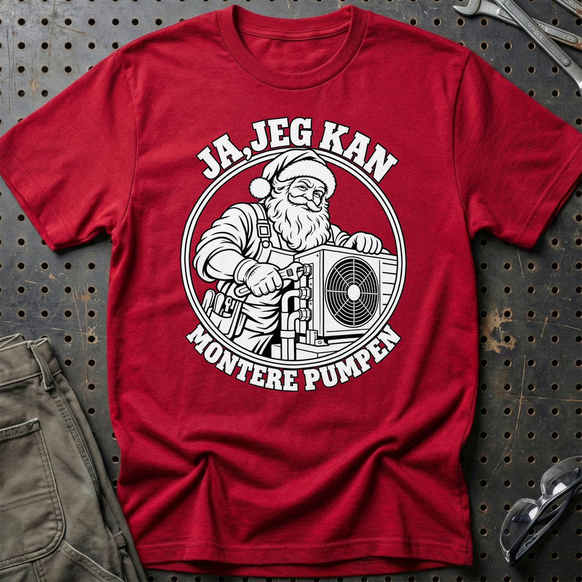 
Varmepumpemontør – Santa Kan Det – Jul T-Shirt – Rød