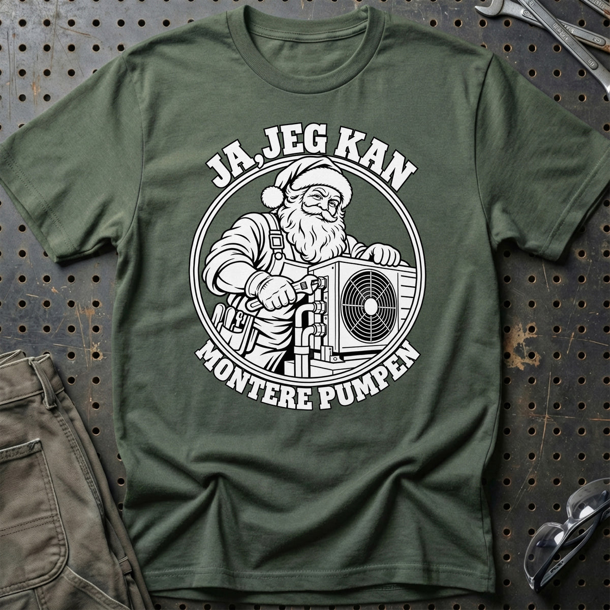 
Varmepumpemontør – Santa Kan Det – Jul T-Shirt – Grøn Militær