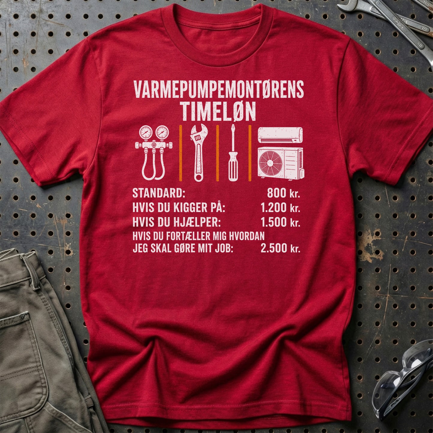Varmepumpemontørens Timeløn - Unisex T-Shirt , Bomuld