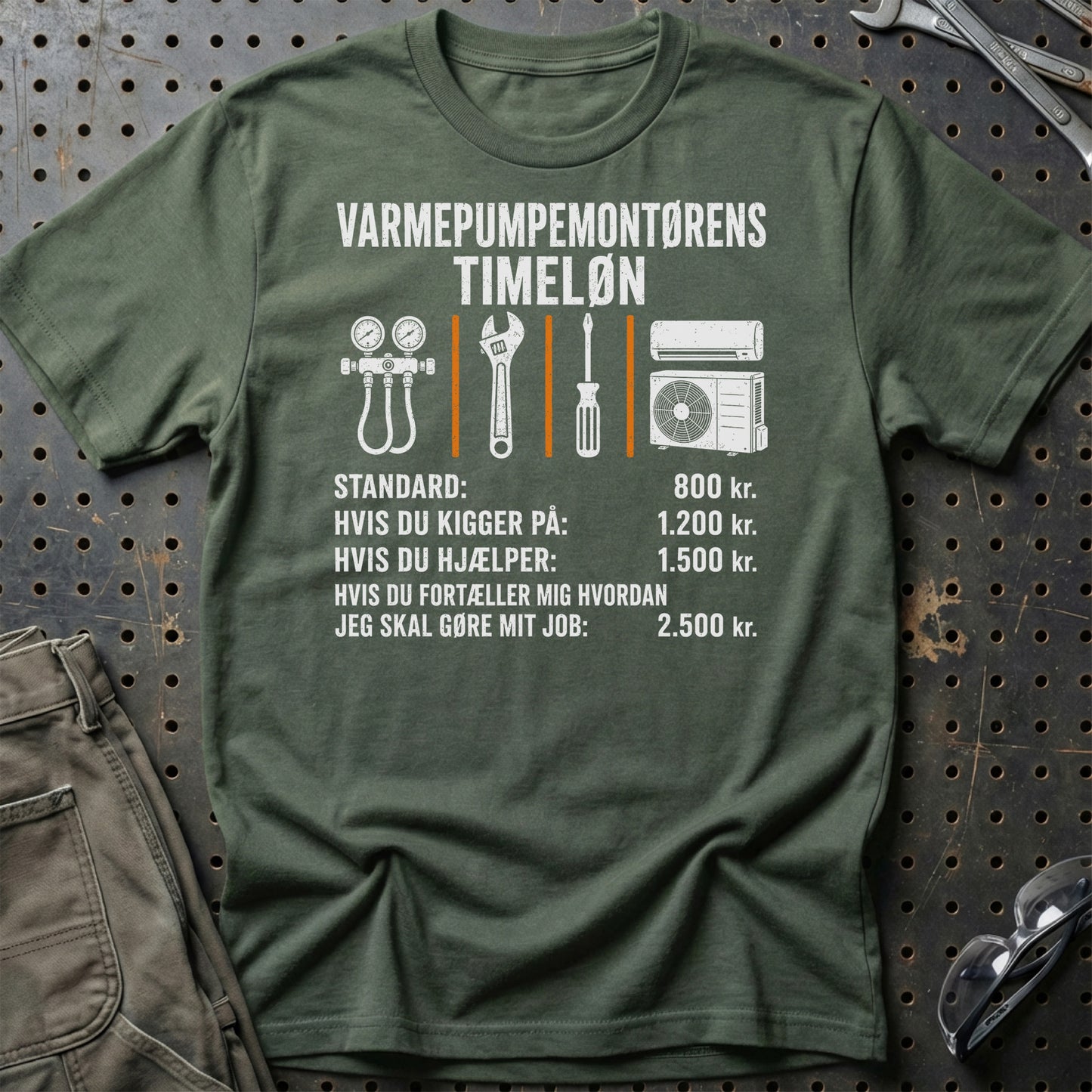 Varmepumpemontørens Timeløn - Unisex T-Shirt , Bomuld