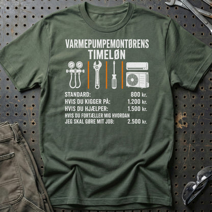 Varmepumpemontørens Timeløn - Unisex T-Shirt , Bomuld