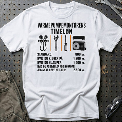 Varmepumpemontørens Timeløn - Unisex T-Shirt , Bomuld