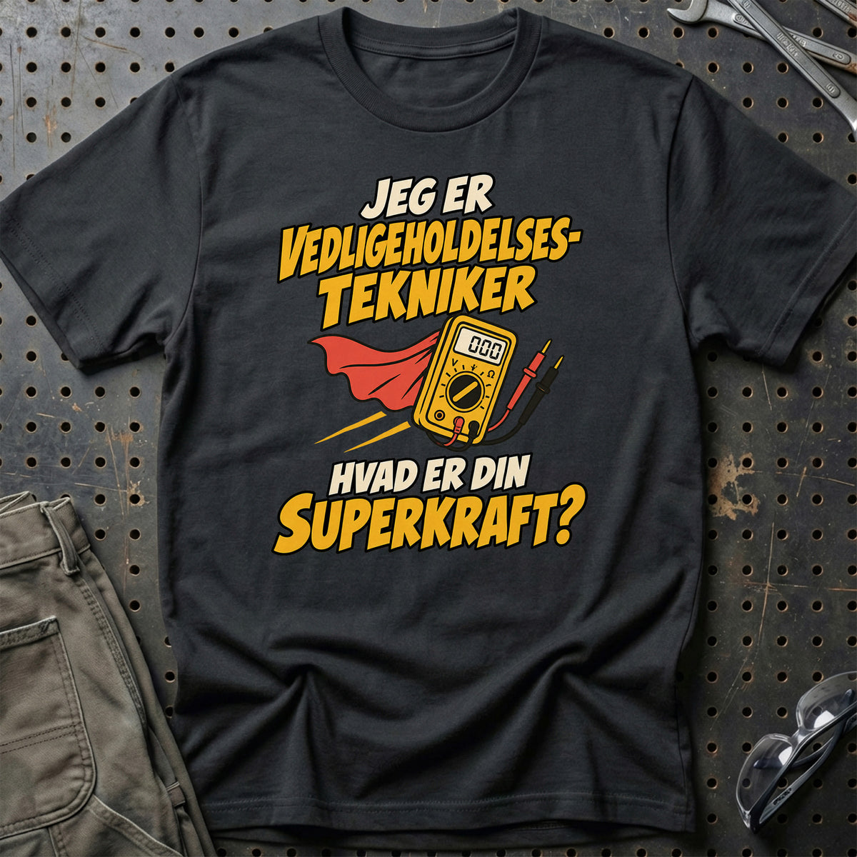 
Vedligeholdelsestekniker – Hvad er din superkraft? – Unisex T-Shirt – Sort