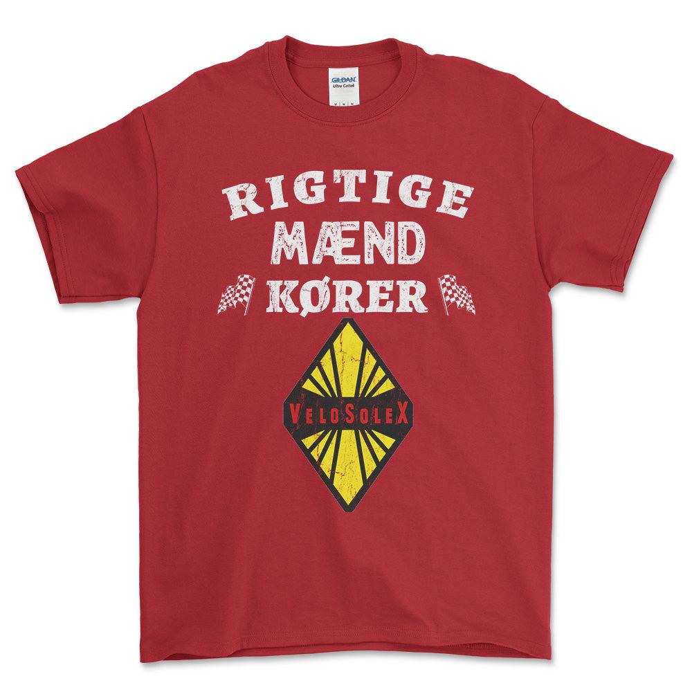 Velo Solex Rigtige Mænd Kører - Unisex T-Shirt , Bomuld-Beklædning-Velo Solex-Rød-S-Forside-Garage Culture Shop- garage - man cave - merchandise