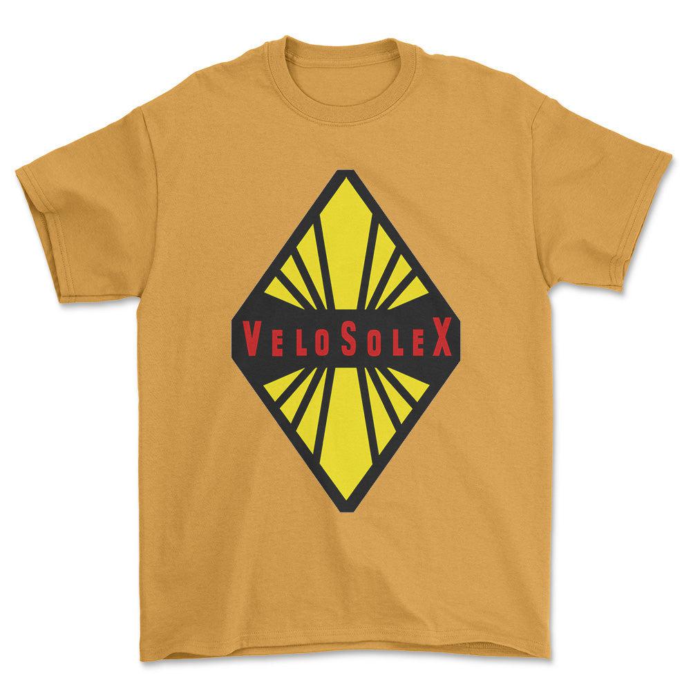 Velo Solex - Unisex T-Shirt , Bomuld-Beklædning-Velo Solex-Guld-S-Forside-Garage Culture Shop- garage - man cave - merchandise