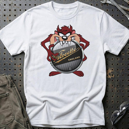 Velocete TAZ Unisex T-Shirt , Bomuld-Beklædning-Velocette-Hvid-S-Garage Culture Shop- garage - man cave - merchandise
