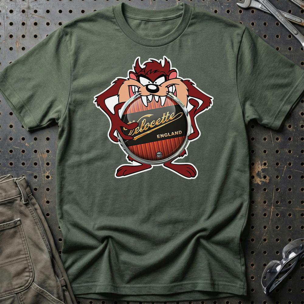Velocete TAZ Unisex T-Shirt , Bomuld-Beklædning-Velocette-Grøn Militær-S-Garage Culture Shop- garage - man cave - merchandise