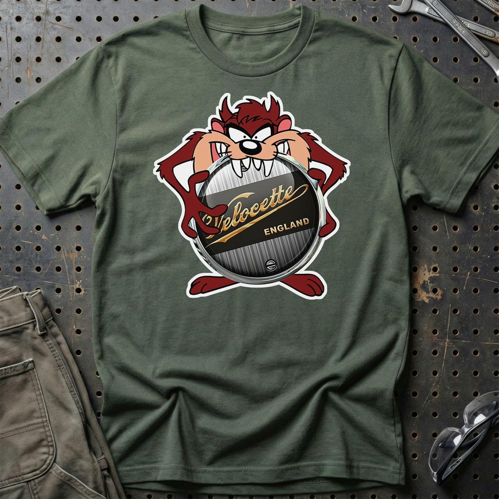 Velocete TAZ Unisex T-Shirt , Bomuld-Beklædning-Velocette-Grøn Militær-S-Garage Culture Shop- garage - man cave - merchandise