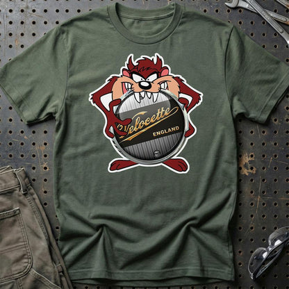 Velocete TAZ Unisex T-Shirt , Bomuld-Beklædning-Velocette-Grøn Militær-S-Garage Culture Shop- garage - man cave - merchandise