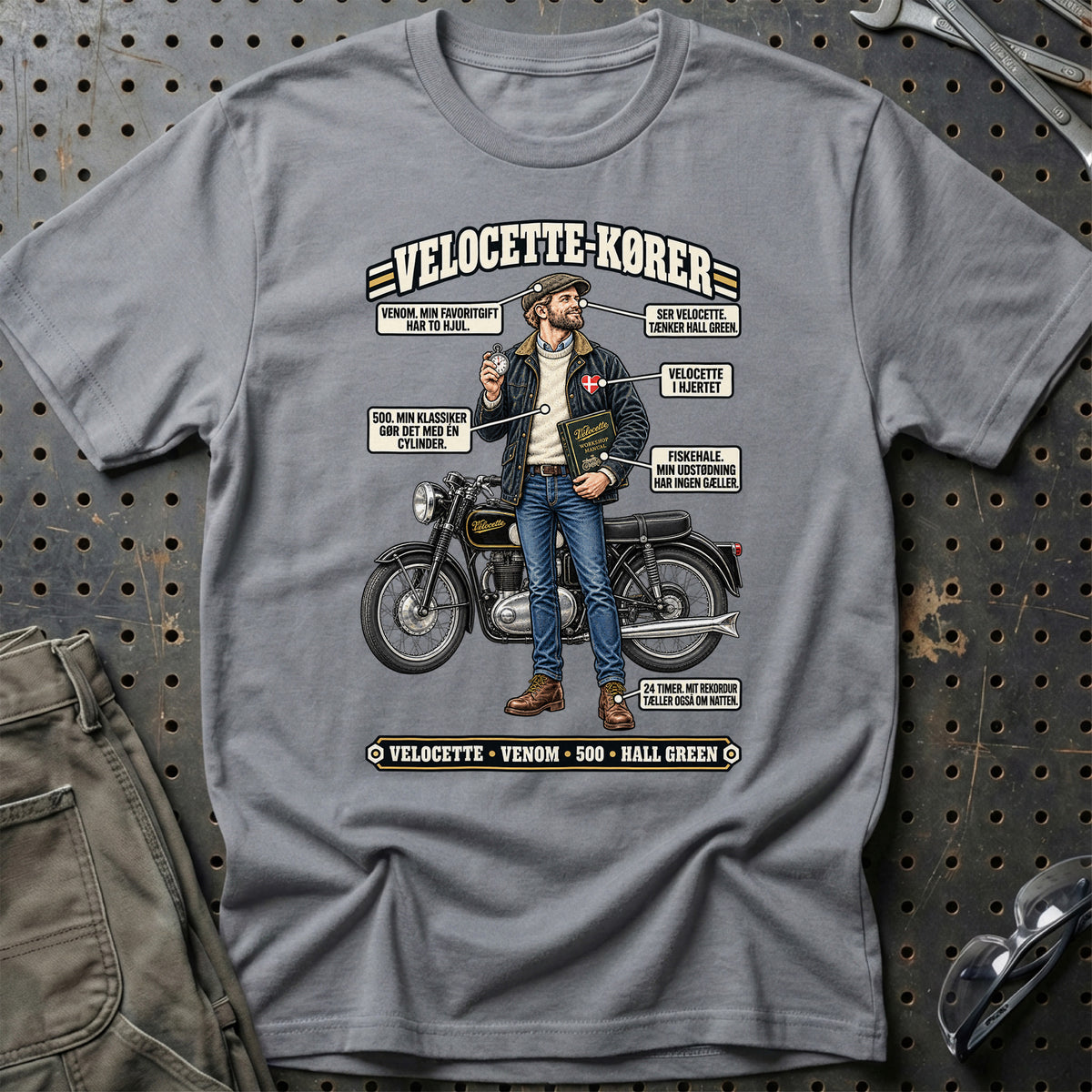 
Velocette-Kører T-Shirt – Grå Sport