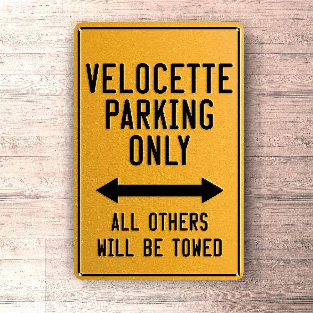 Velocette Parking Only Skilte, Musemåtte, Dørmåtte-Parking skilte-Velocette-Garage Culture Shop- garage - man cave - merchandise