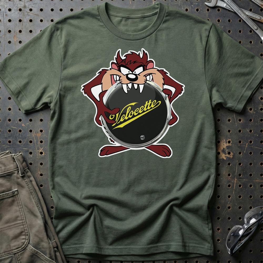 Velocette TAZ T-Shirt-Beklædning-Velocette-Grøn Militær-S-Garage Culture Shop- garage - man cave - merchandise