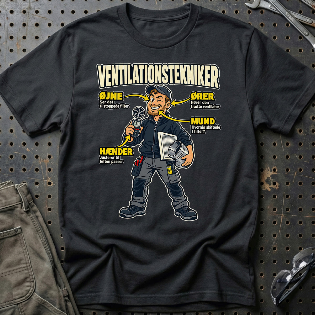 Ventilationstekniker – Anatomi T-Shirt – Sort