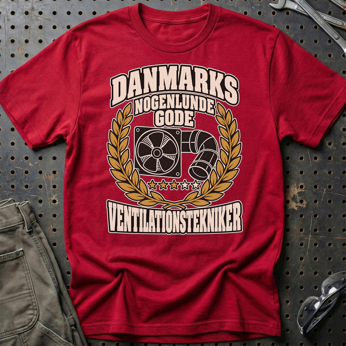 Ventilationstekniker – Danmarks Nogenlunde Gode T-Shirt – Rød