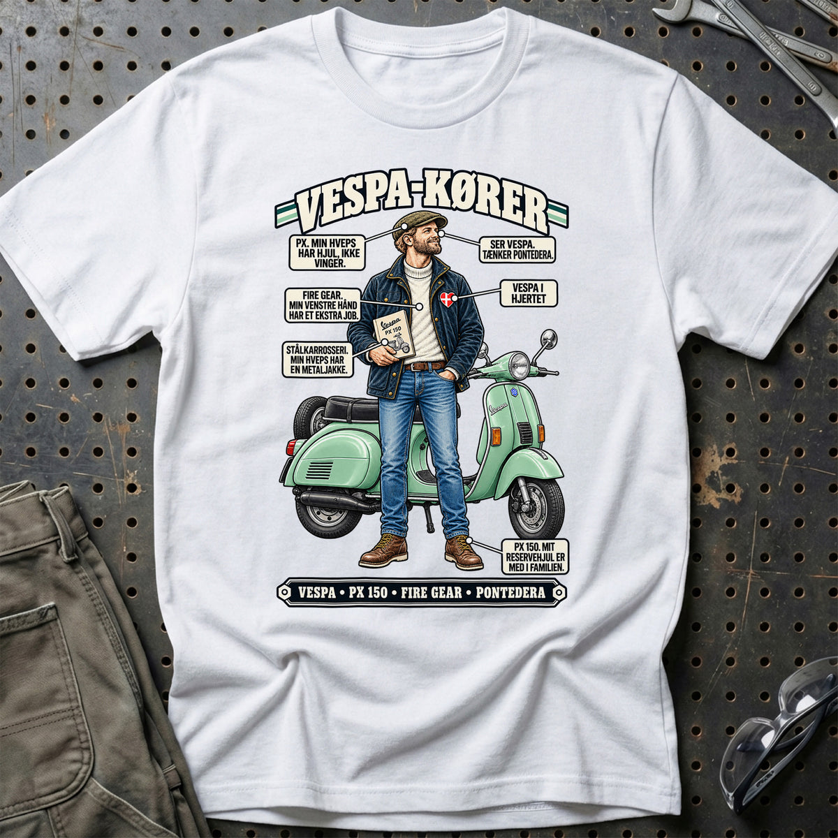 
Vespa-Kører T-Shirt – Hvid