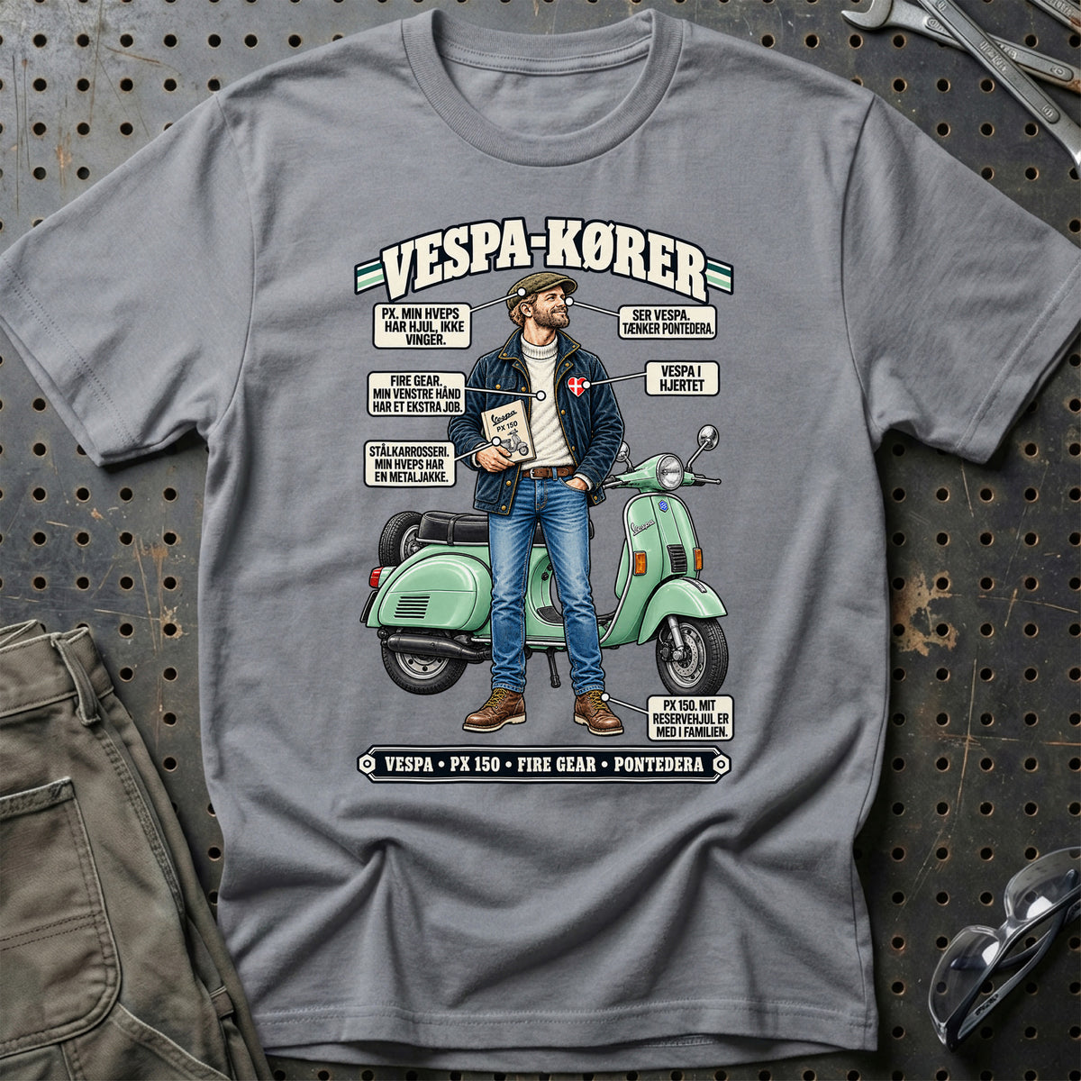 
Vespa-Kører T-Shirt – Grå Sport