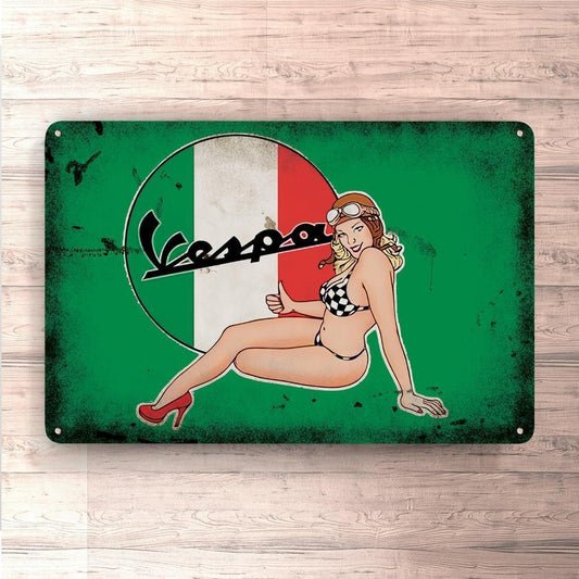 Vespa Pin-Up Vintage Skilte, Musemåtte, Dørmåtte-Skilte-Vespa-Garage Culture Shop- garage - man cave - merchandise
