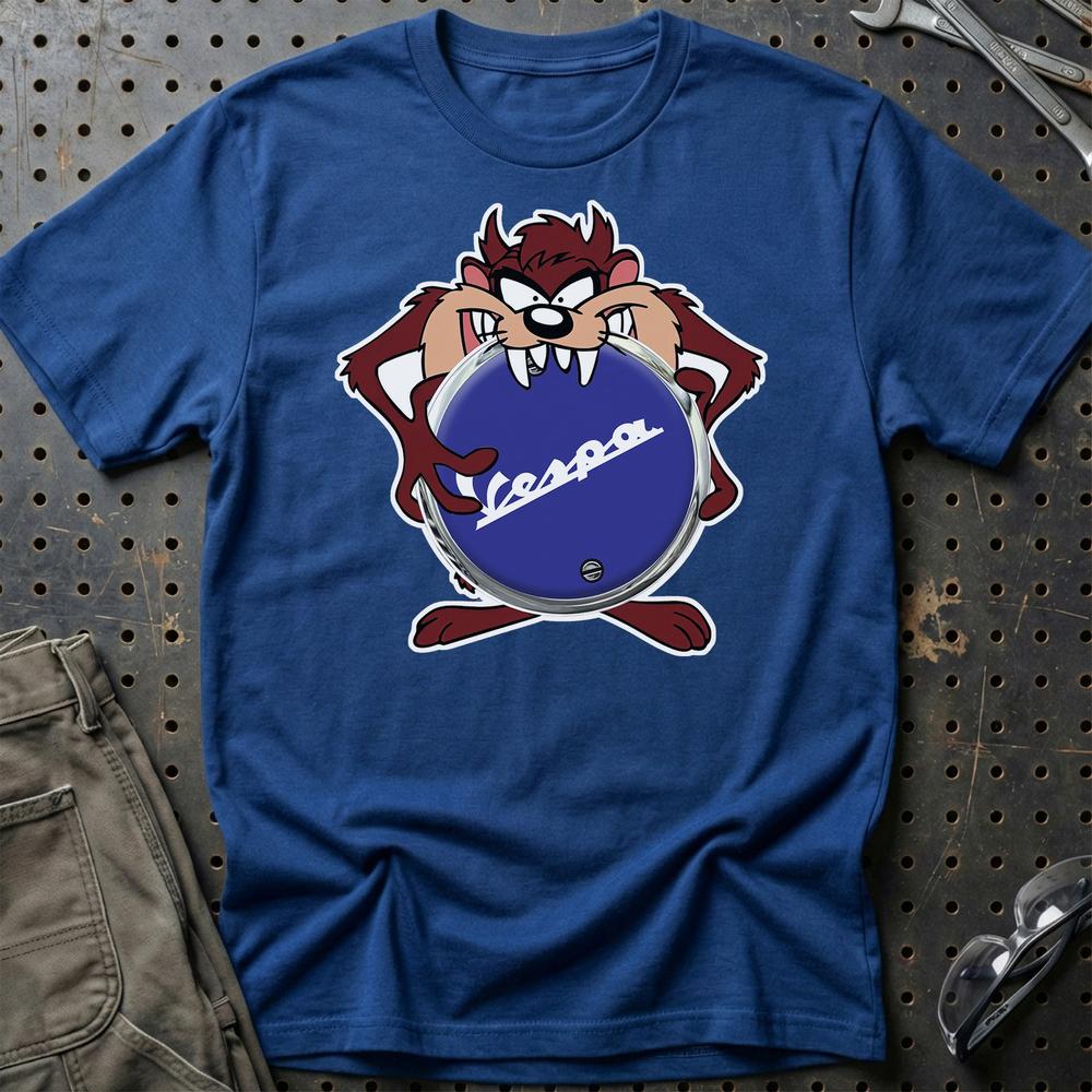 Vespa TAZ T-Shirt-Beklædning-Vespa-Blå Royal-S-Garage Culture Shop- garage - man cave - merchandise