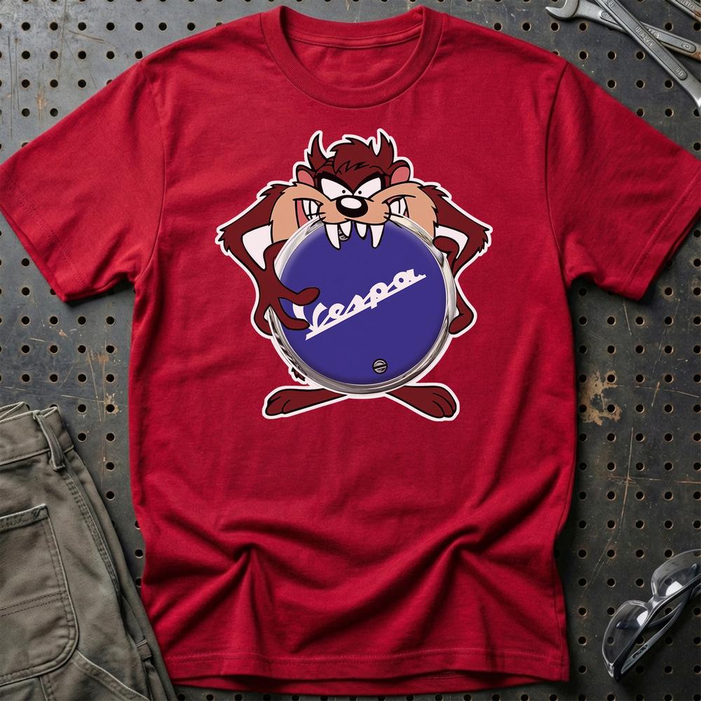 Vespa TAZ T-Shirt-Beklædning-Vespa-Rød-S-Garage Culture Shop- garage - man cave - merchandise
