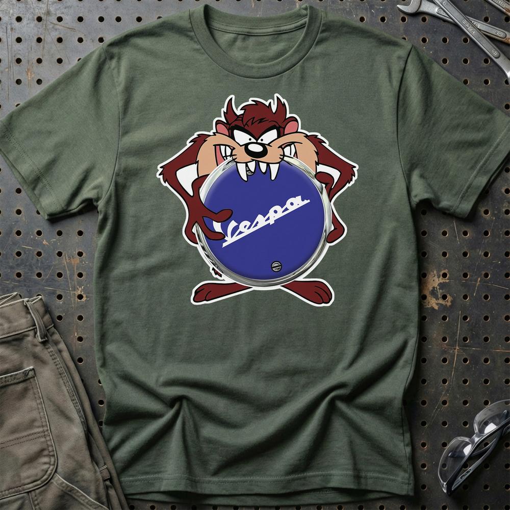 Vespa TAZ T-Shirt-Beklædning-Vespa-Grøn Militær-S-Garage Culture Shop- garage - man cave - merchandise