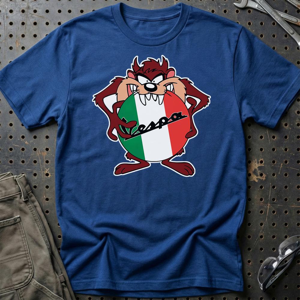 Vespa TAZ Unisex T-Shirt , Bomuld-Beklædning-Vespa-Blå Royal-S-Garage Culture Shop- garage - man cave - merchandise