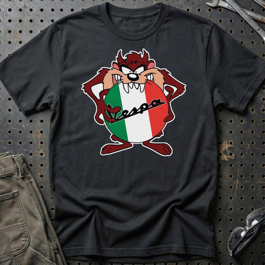 Vespa TAZ Unisex T-Shirt , Bomuld-Beklædning-Vespa-Sort-S-Garage Culture Shop- garage - man cave - merchandise