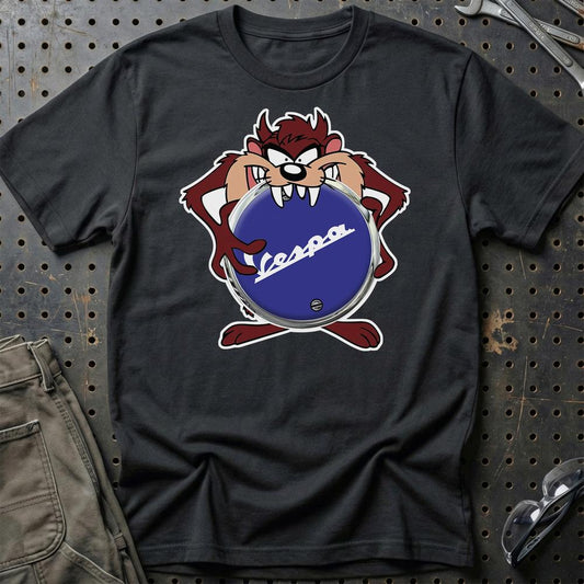 Vespa TAZ Unisex T-Shirt , Bomuld-Beklædning-Vespa-Sort-S-Garage Culture Shop- garage - man cave - merchandise