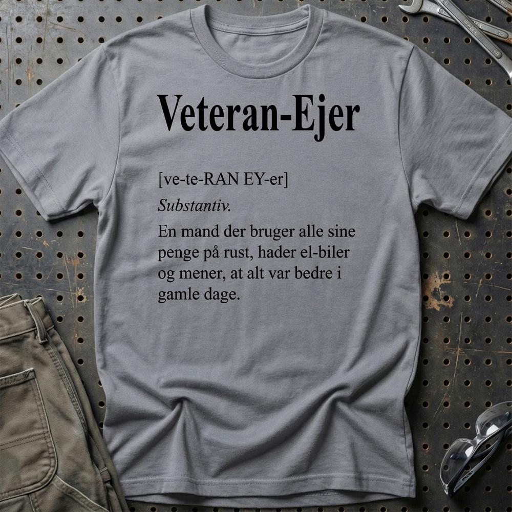 Veteran-Ejer – Gammel Bil, Gamle Holdninger - Unisex T-Shirt , Bomuld-Beklædning-Garage Culture-Grå Sport-S-Garage Culture Shop- garage - man cave - merchandise