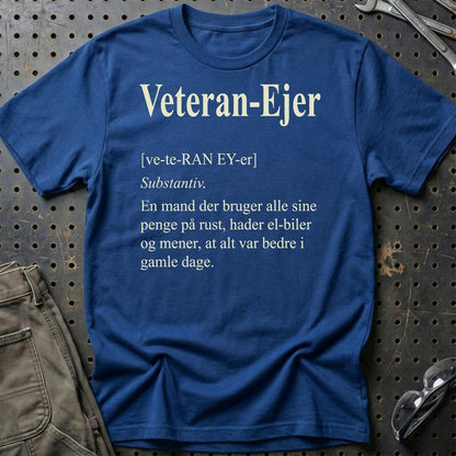Veteran-Ejer – Gammel Bil, Gamle Holdninger - Unisex T-Shirt , Bomuld-Beklædning-Garage Culture-Blå Royal-S-Garage Culture Shop- garage - man cave - merchandise