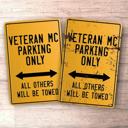 Veteran Mc Parking Only Skilte, Musemåtte, Dørmåtte , Plakat-Parking skilte-Veteran-Garage Culture Shop- garage - man cave - merchandise