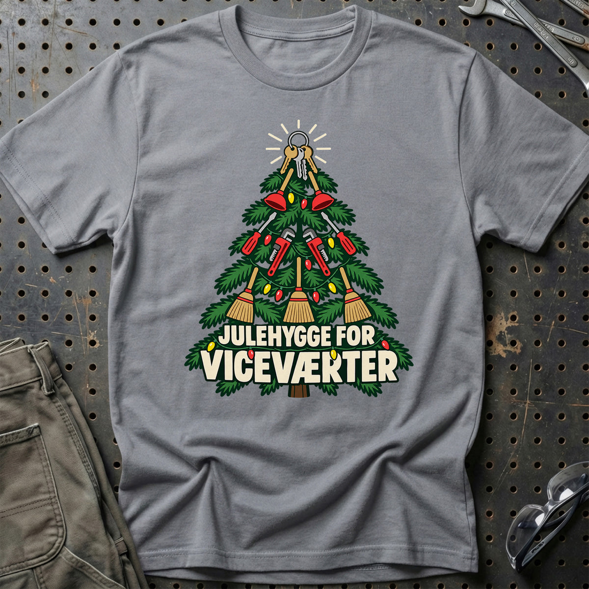 
Vicevært – Julehygge – Unisex T-Shirt – Grå Sport
