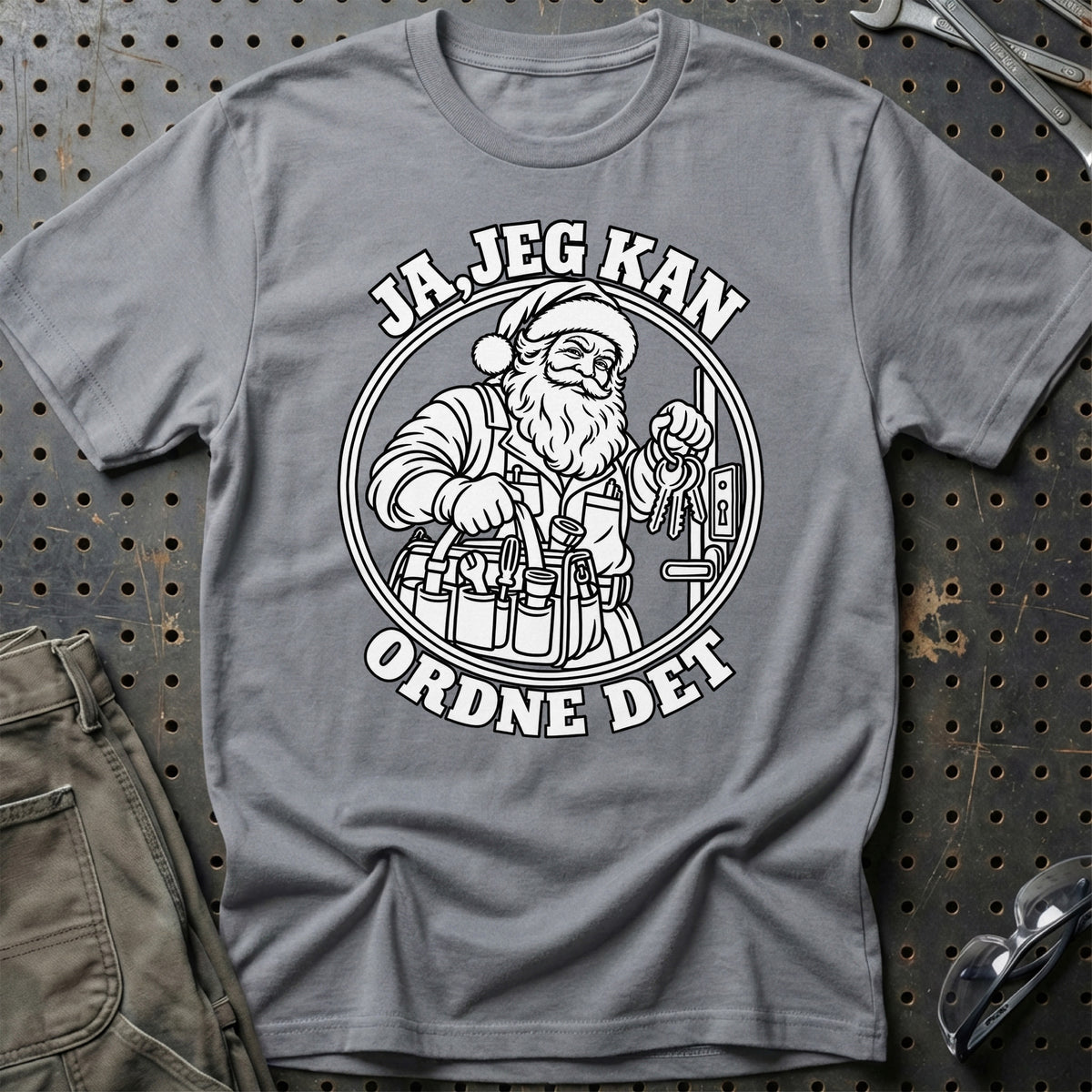
Vicevært – Santa Kan Det – Jul T-Shirt – Grå Sport